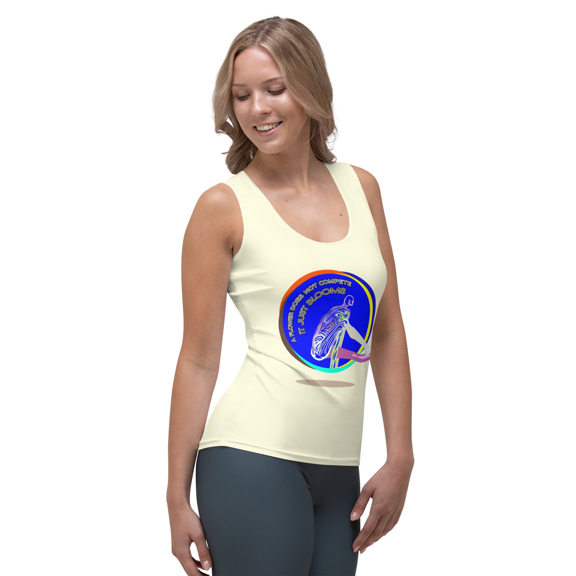 Back view of Sun Salutation Women's Tank Top showcasing its design.

