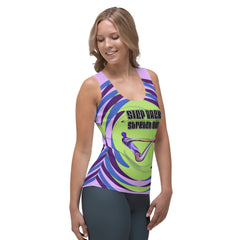 Breathe Deep Women's Tank Top worn during a yoga pose outdoors.

