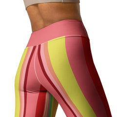 Eco-friendly, high-performance leggings with a unique rainbow cascade pattern, supporting your every move.