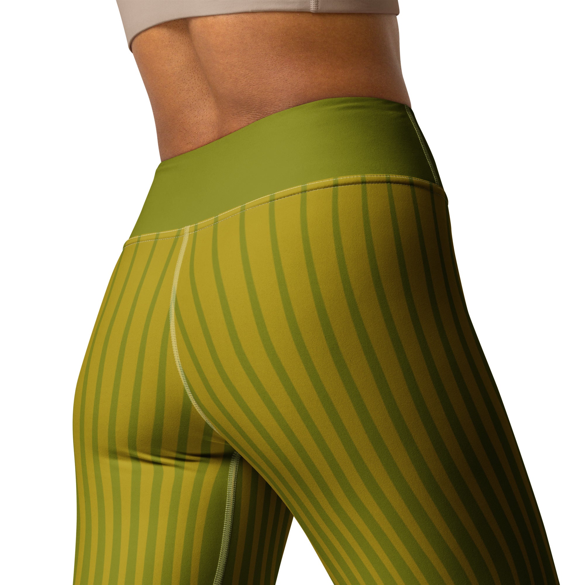 Back view of Emerald Elegance Yoga Leggings showing waistband and fit.