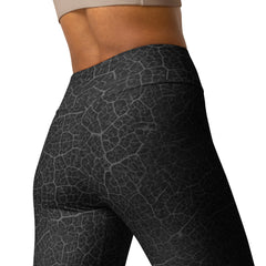 Outdoor yoga session with Serene Leaf Texture Yoga Leggings, merging the beauty of yoga with the serenity of natural leaf patterns.