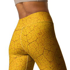 Close-up of Botanical Bliss Yoga Leggings, highlighting the lush botanical pattern on stretchable, high-quality fabric.