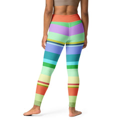 Retro Rainbow Blast Colorful Stripe All-Over Print Yoga Leggings