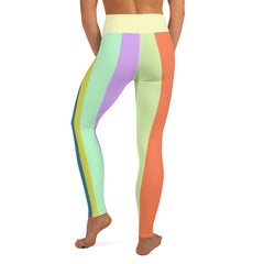 Aqua Zephyr striped yoga leggings lifestyle shot in a yoga studio.