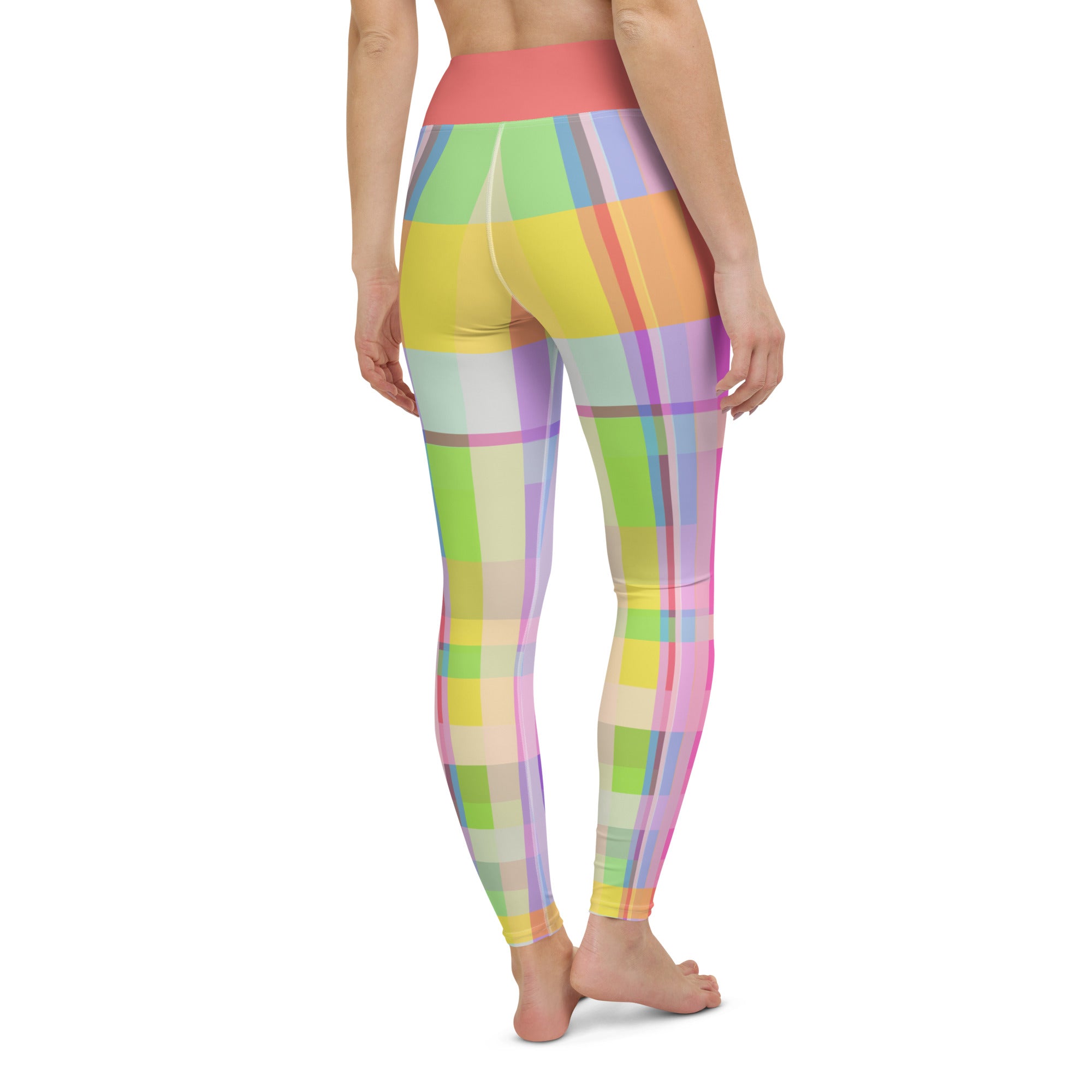 Dynamic and colorful leggings with a unique geometric maze design, inspiring creativity in your workouts.