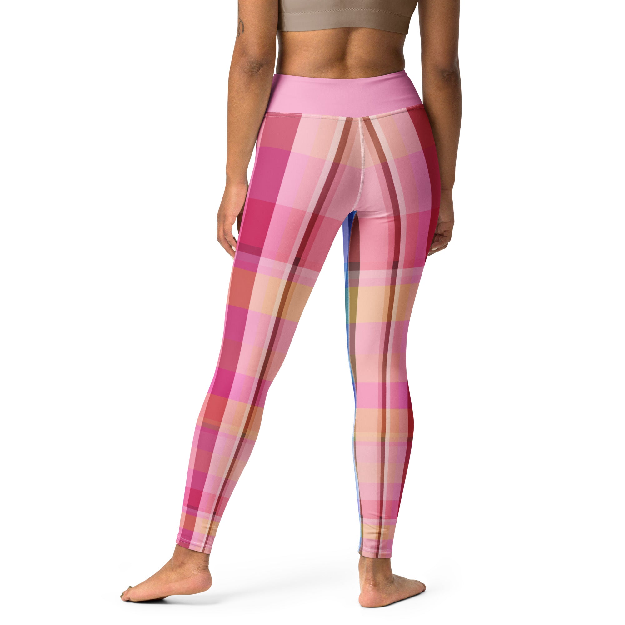 Color-rich leggings featuring a unique kaleidoscope pattern, blending style and flexibility for your practice.