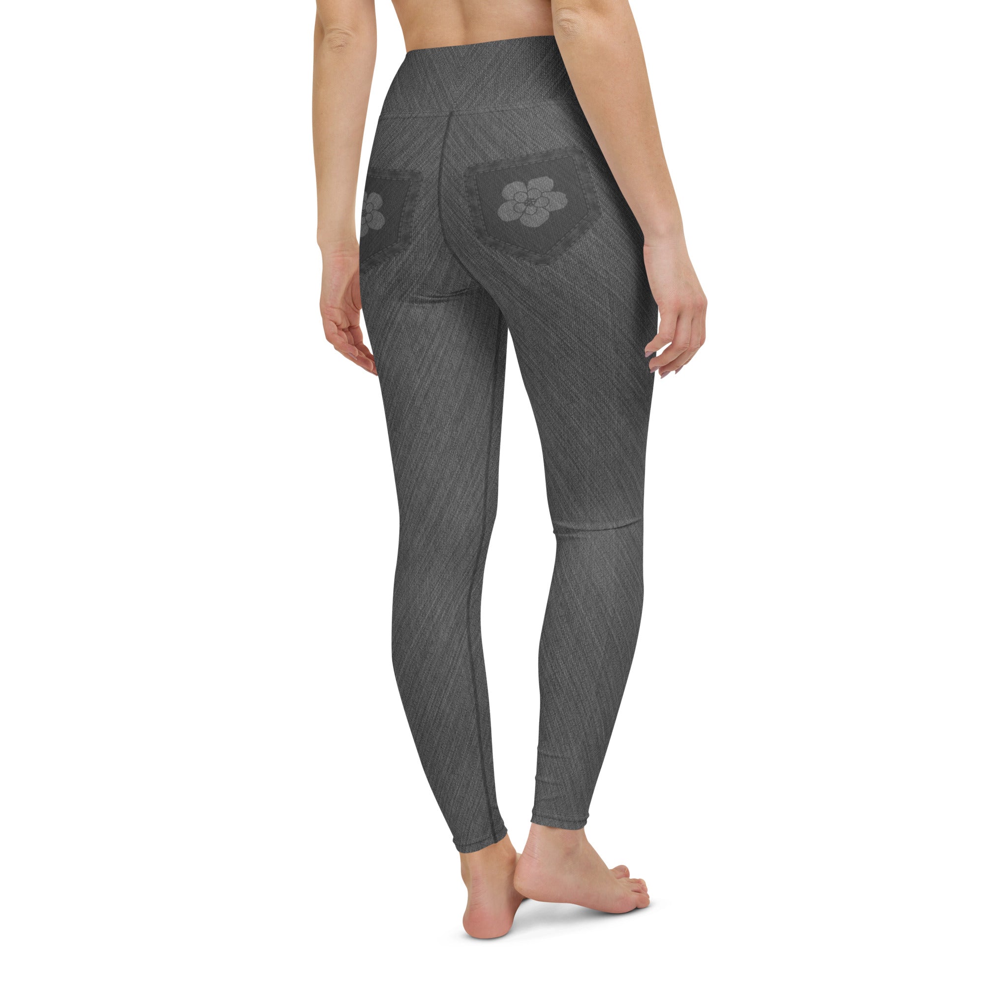 Edgy Distressed Denim Yoga Leggings Perfect for Any Workout