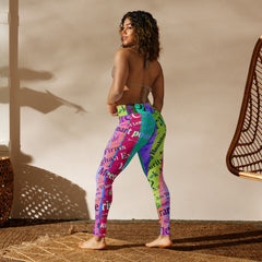 Close-up of the stylish design and fabric of Classified Chic Yoga Leggings.