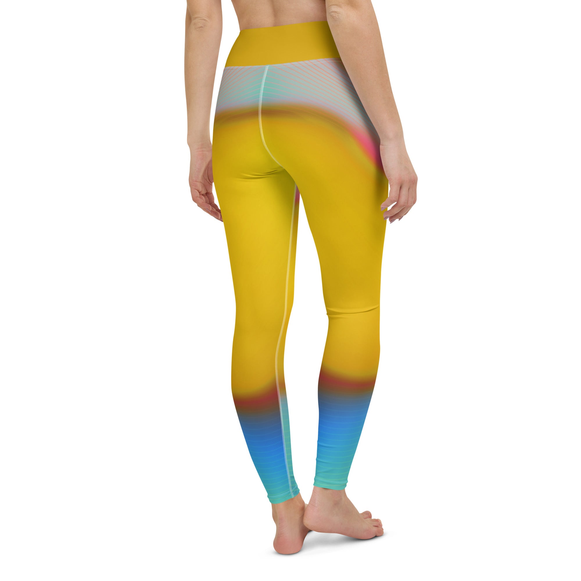 Detail of the soothing wavy gradient design on Harmony Wave Yoga Leggings.