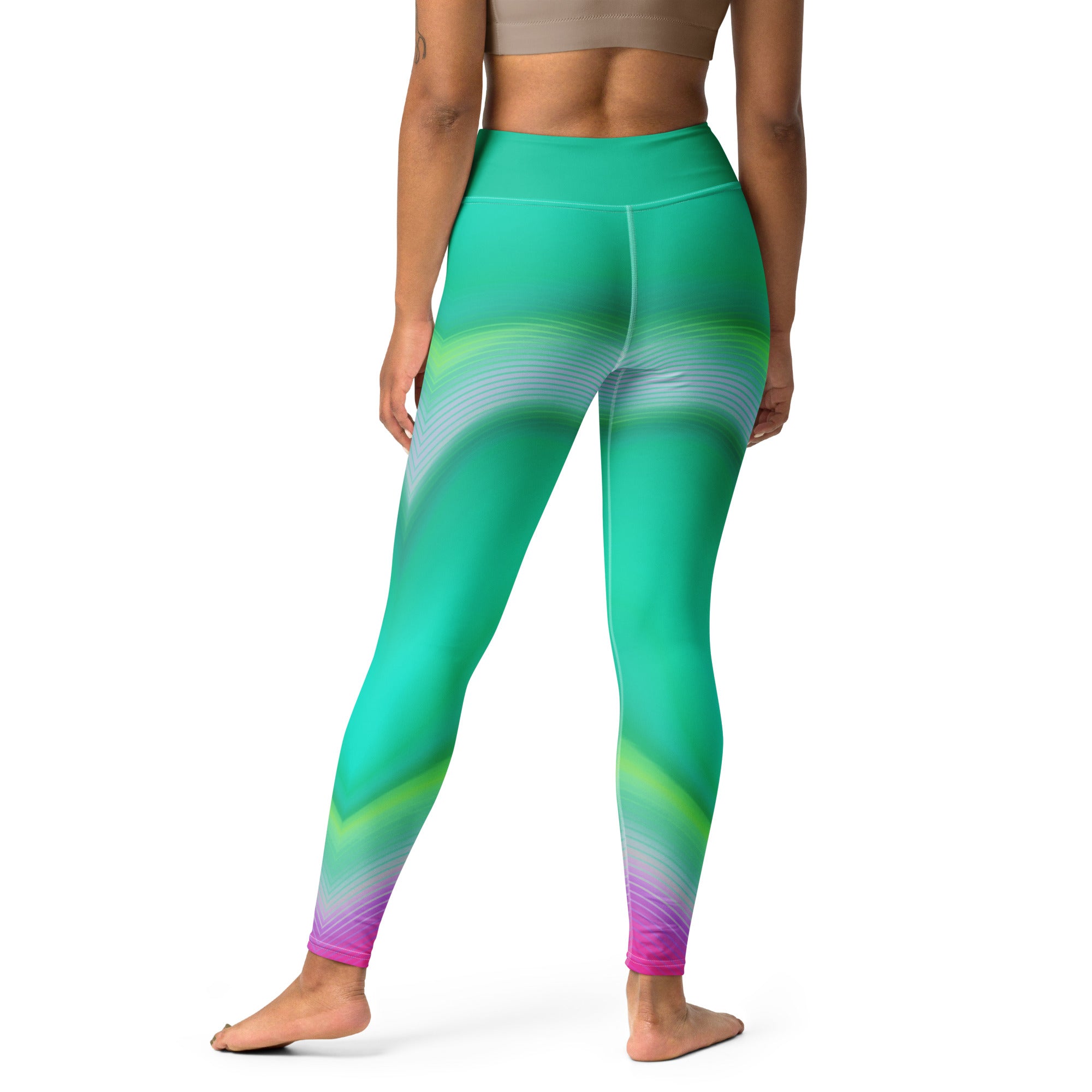 Vibrant Wave Leggings adding a burst of color to an outdoor yoga session.