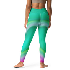 Vibrant Wave Leggings adding a burst of color to an outdoor yoga session.
