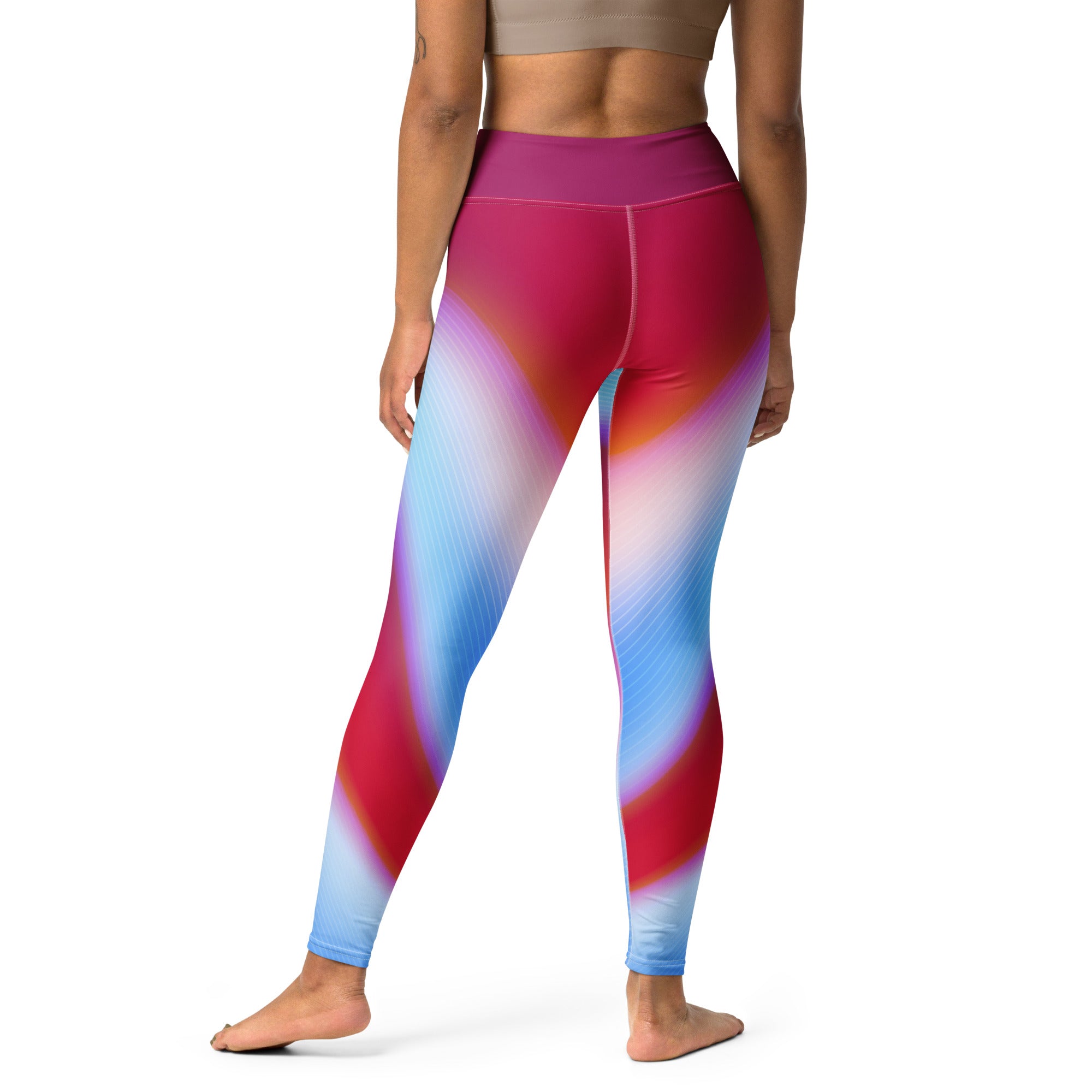 Illuminating a workout with the radiant colors of Sunset Wave Wavy Gradient Leggings.