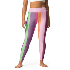 Vibrant Bold Spectrum Yoga Leggings on a model