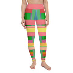 Breathable leggings adorned with a stunning sunset serenade pattern, perfect for yoga and meditation