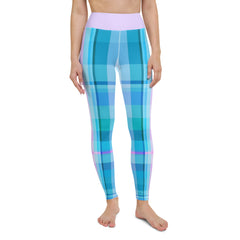 High-performance yoga leggings with a retro rainbow design, offering both style and comfort.