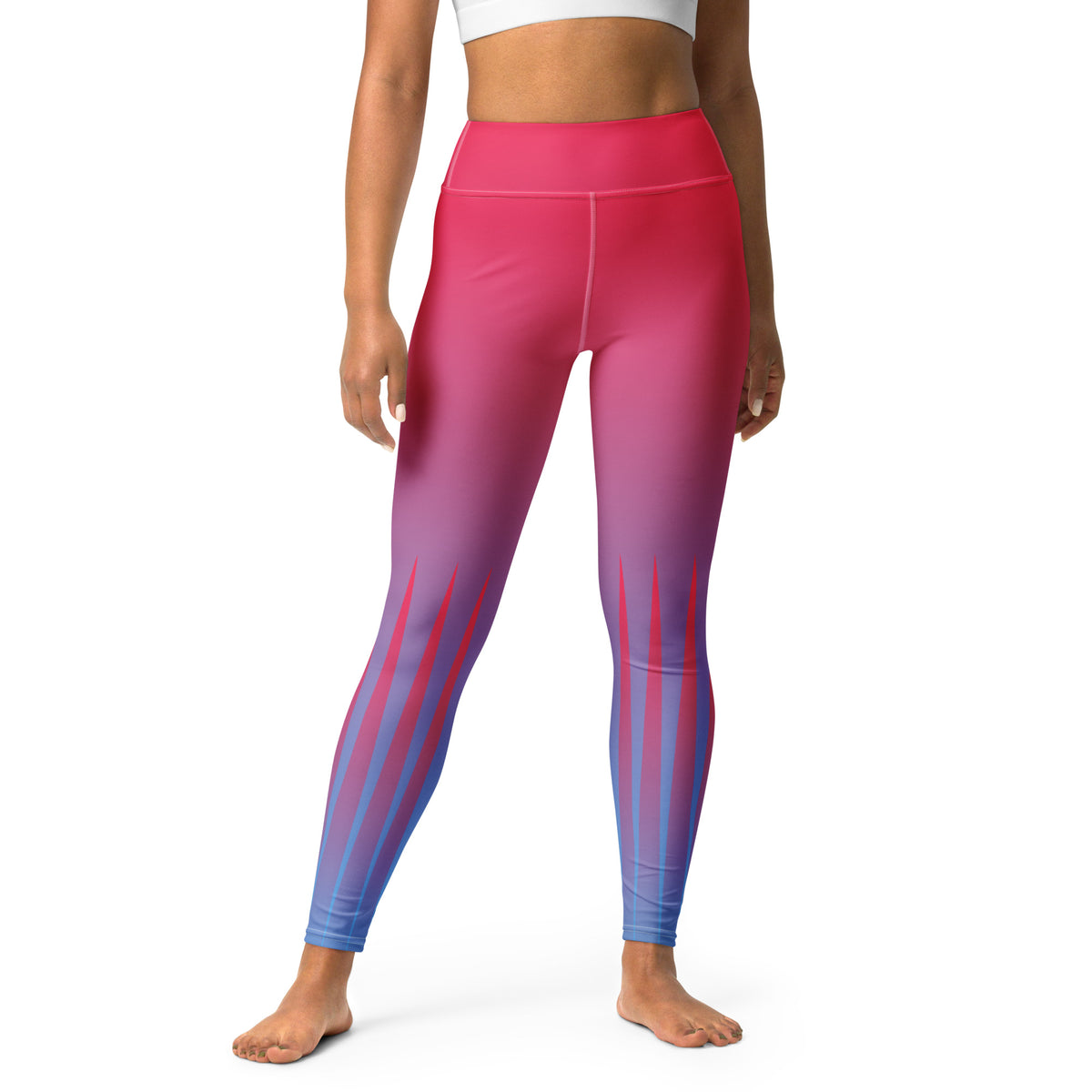 Embrace the new day in Radiant Sunrise Yoga Leggings, featuring a vibrant sunrise pattern for an energized practice.