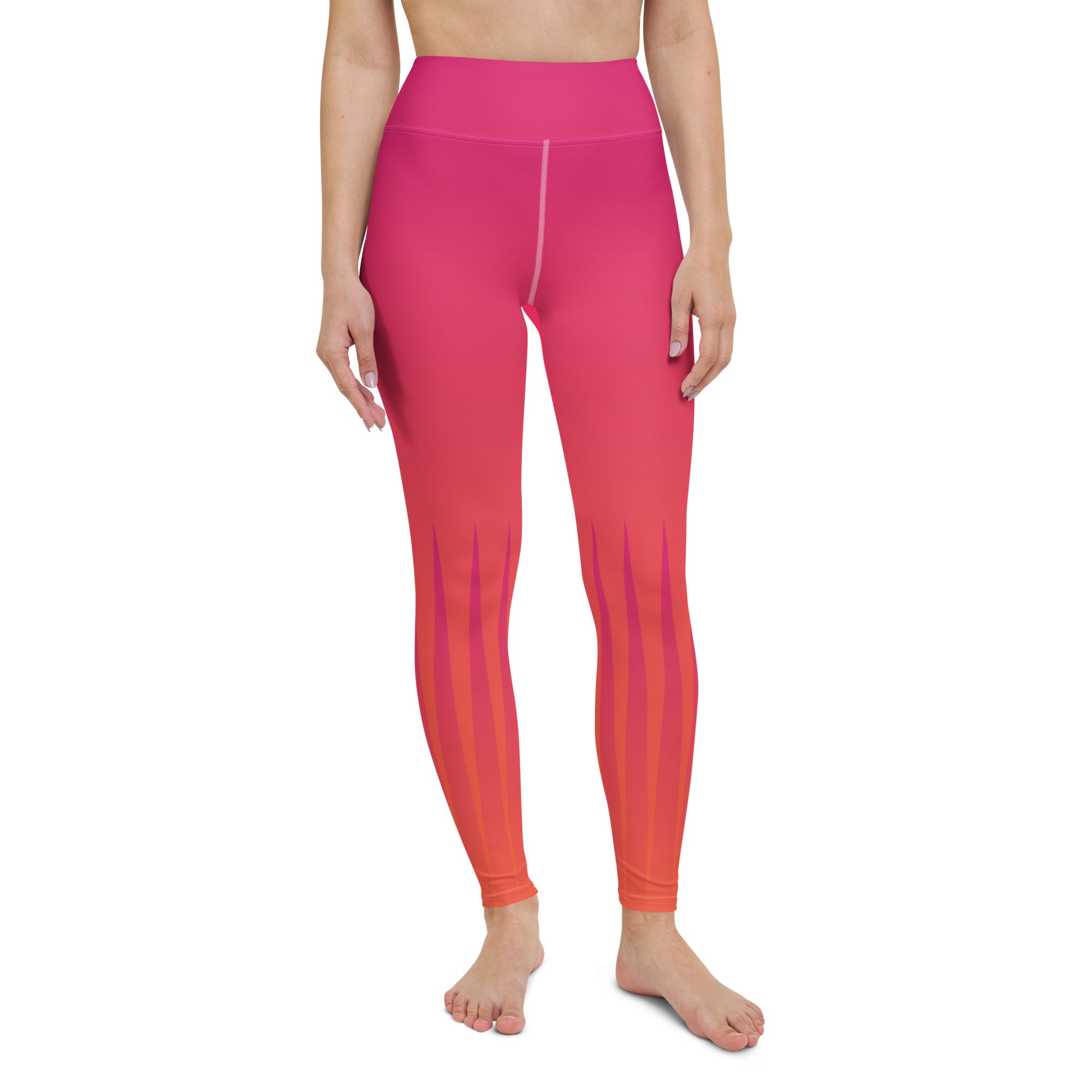 Flow through your poses inspired by the serene beauty of the desert at dusk in these vibrant yoga leggings.