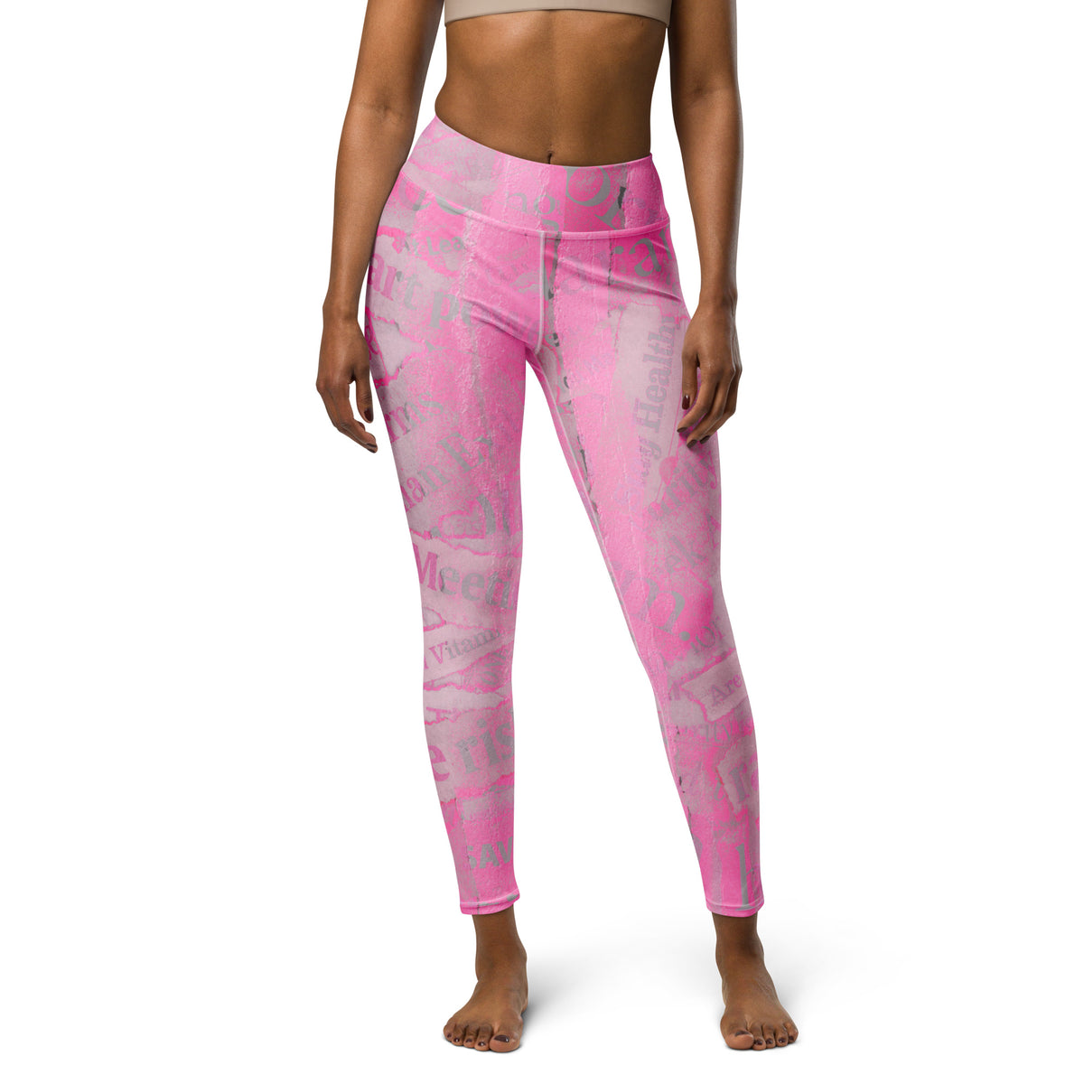 Tabloid Treasures Yoga Leggings styled with accessories for a sporty look.