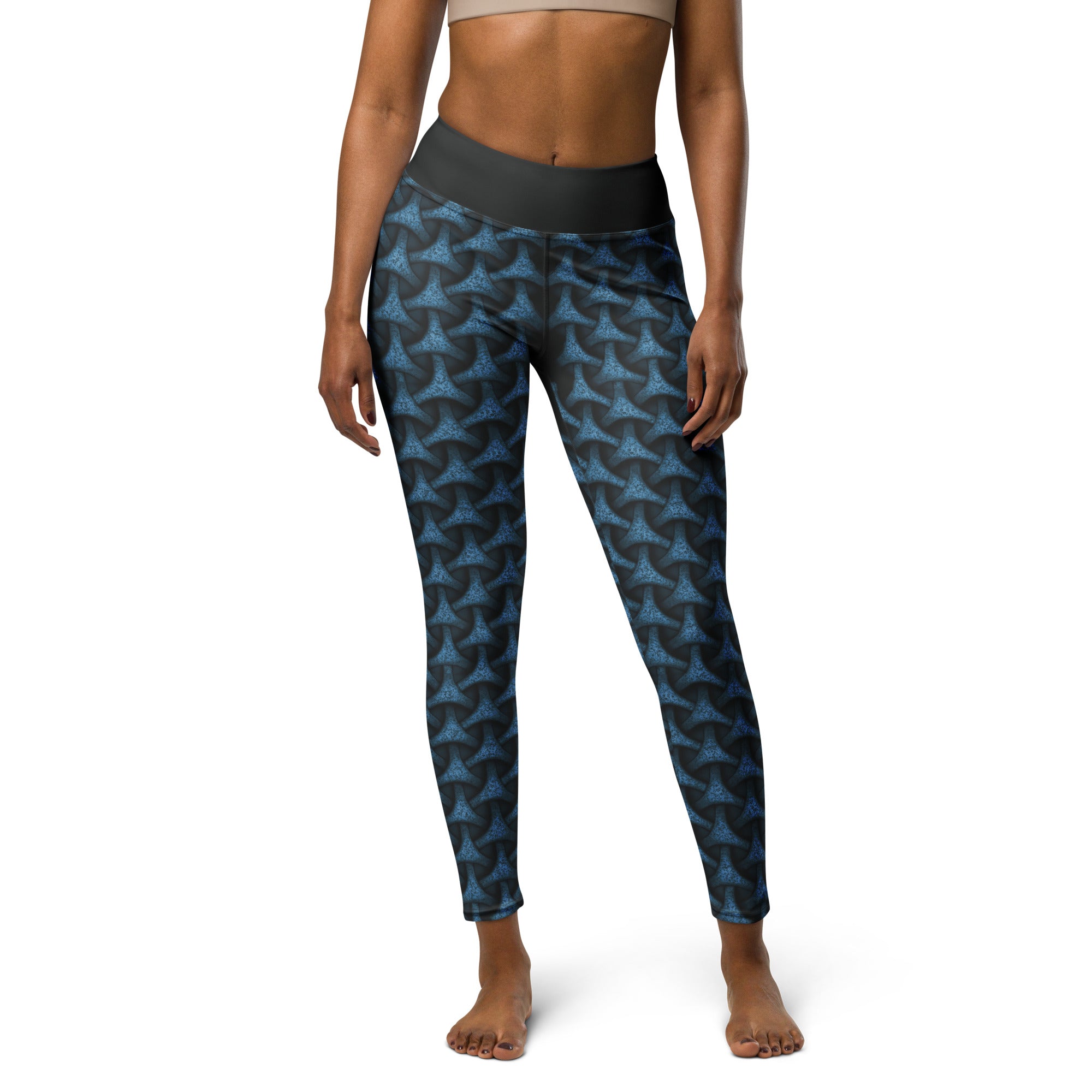 Combining comfort and style with Starlight Serenade Tristar Leggings during a stretch.