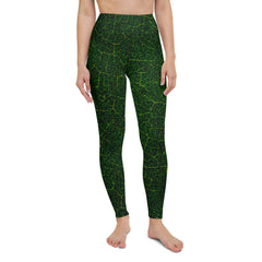 Close-up of Verdant Vines Yoga Leggings, highlighting the intricate vine pattern and quality, breathable fabric.