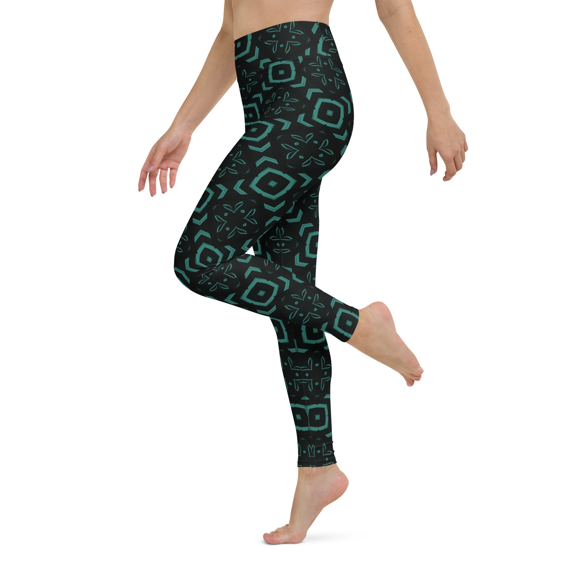 Aqua Waves All-Over Print Yoga Leggings