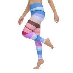 Vibrant Watercolor Strokes Colorful Stripe All-Over Print Yoga Leggings