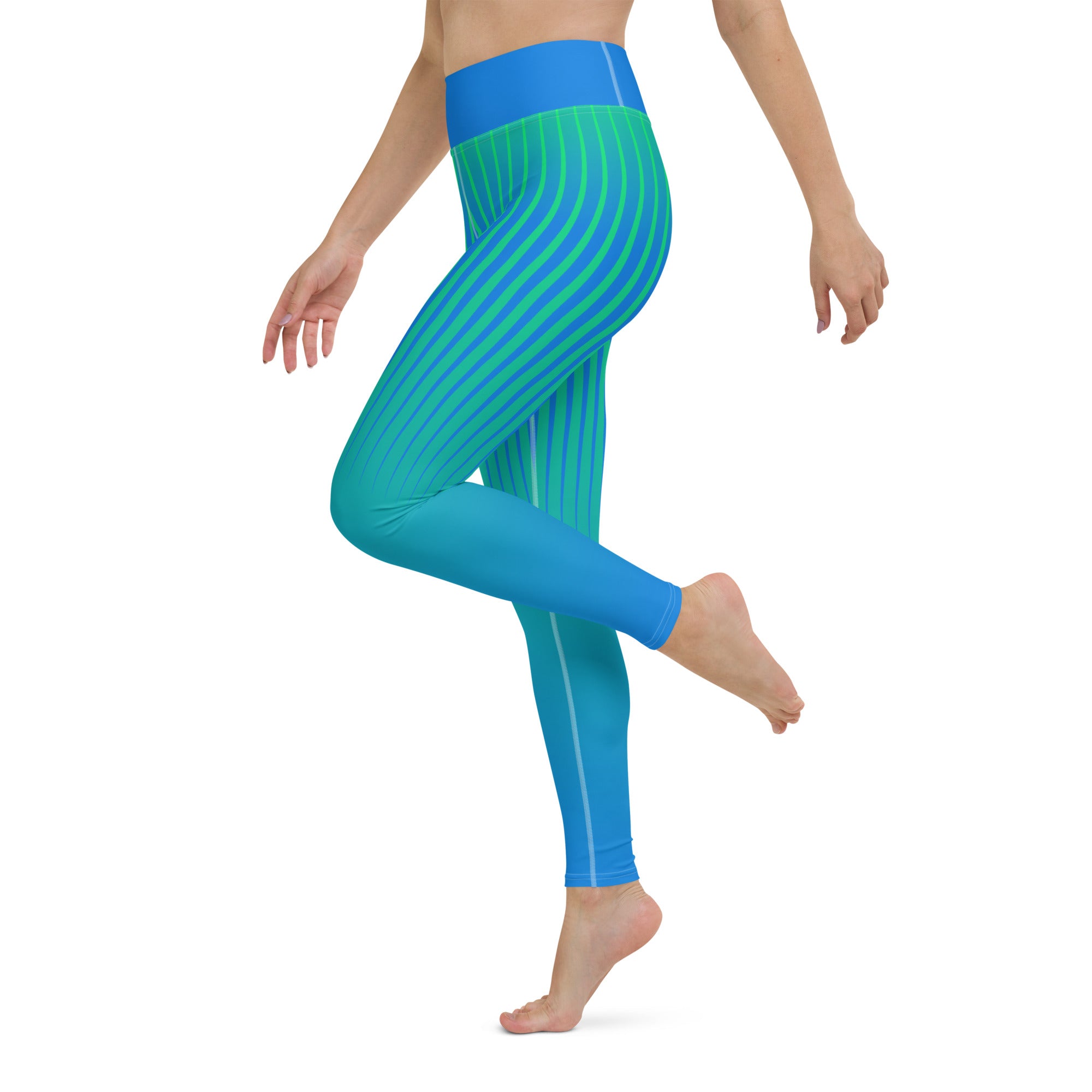 Stretchable rainbow cascade yoga leggings for all sizes.