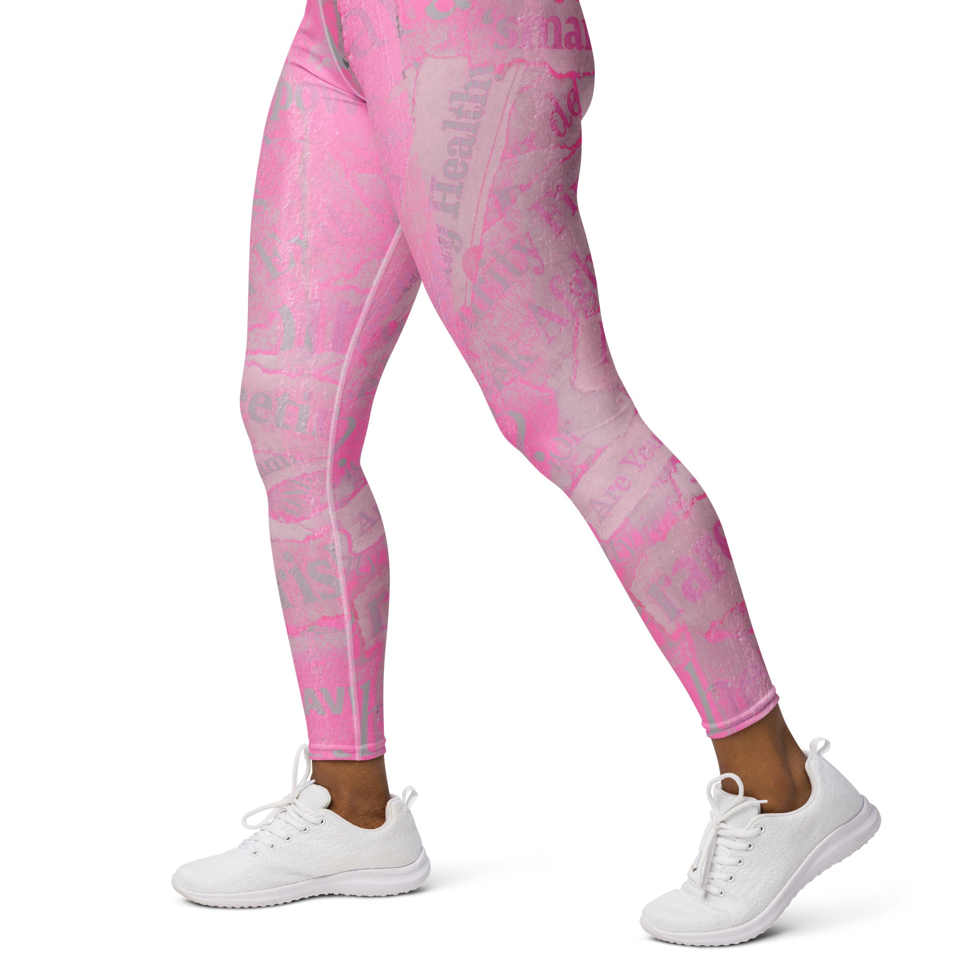 Lifestyle image of Tabloid Treasures Yoga Leggings for fitness and fashion.