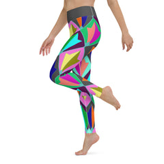 Model wearing Whispering Vines All-Over Print Yoga Leggings during yoga.