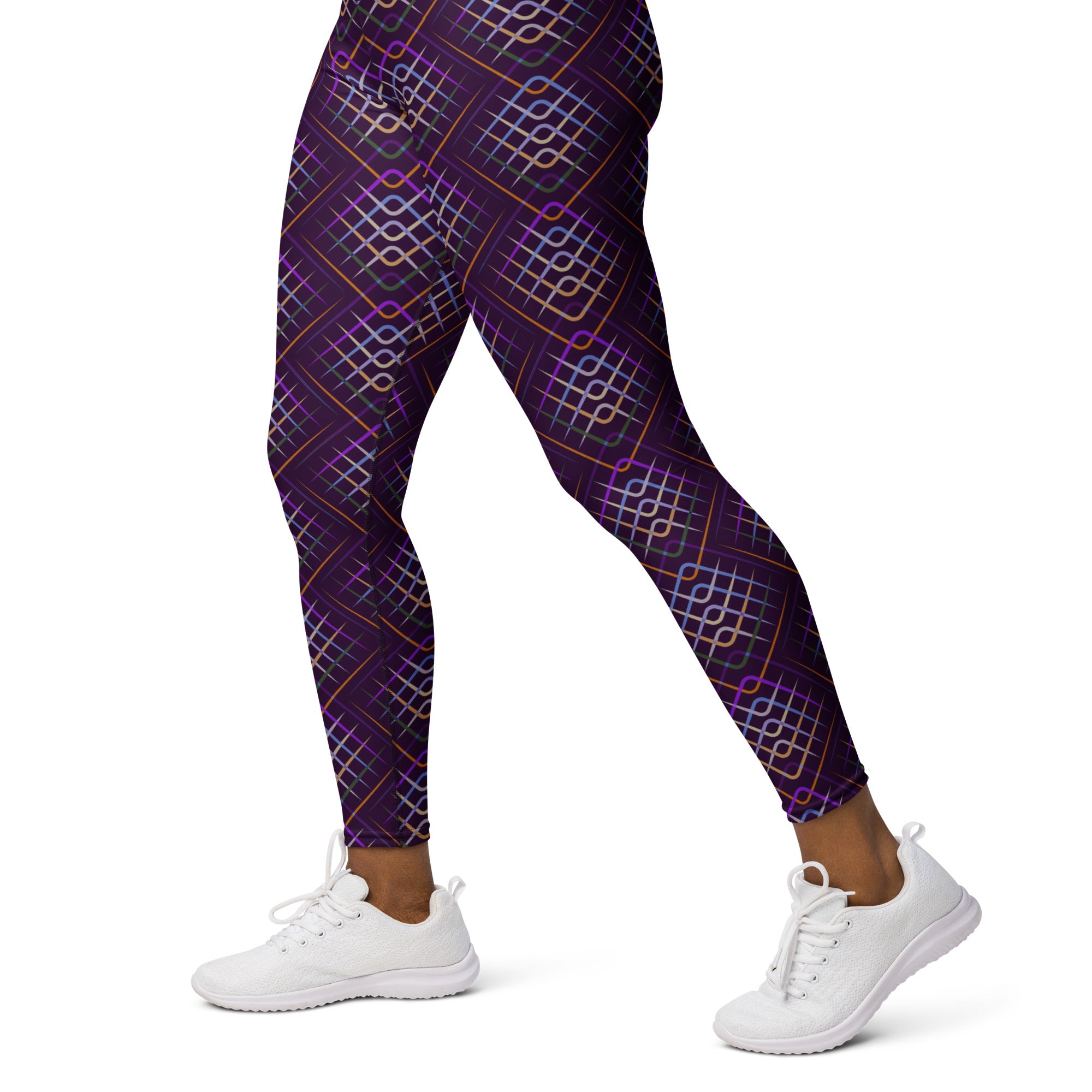 Trendy and comfortable Geometric Pulse Yoga Leggings on display