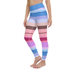 Vibrant Watercolor Strokes Colorful Stripe All-Over Print Yoga Leggings