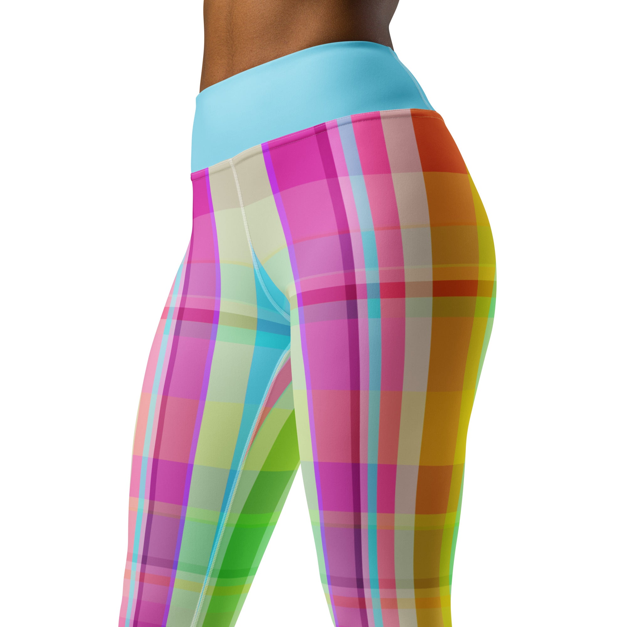 Vibrant Electric Sunrise Yoga Leggings, capturing the beauty of dawn for an uplifting practice.
