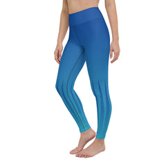 Merge the tranquility of tropical landscapes and the sleekness of gradient stripes in one with these unique yoga leggings.
