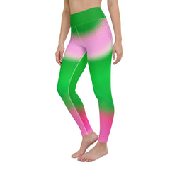 Flowing through a yoga sequence in the visually striking Cosmic Current Leggings.
