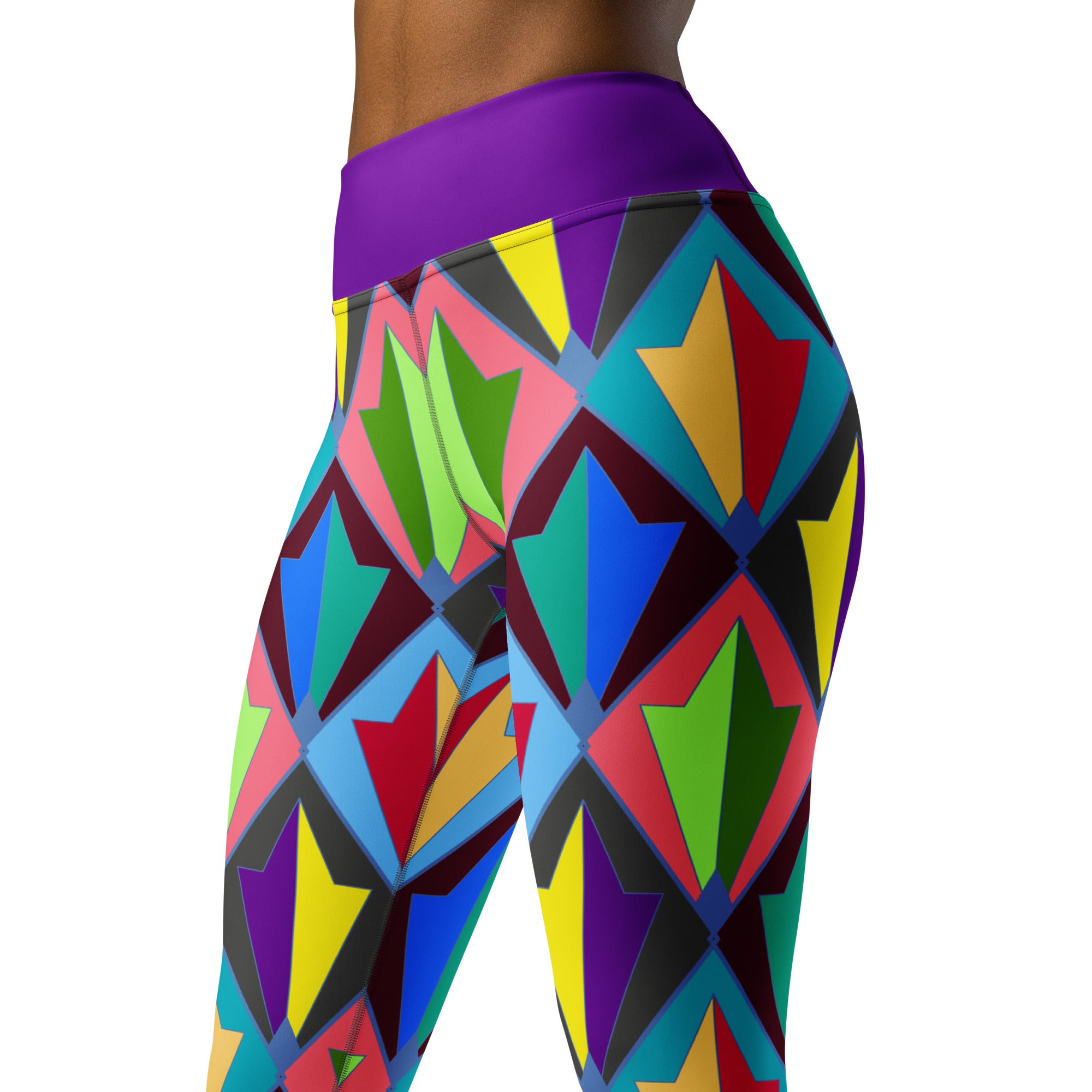 Mystic Serenity All-Over Print Yoga Leggings on a clothing mannequin.