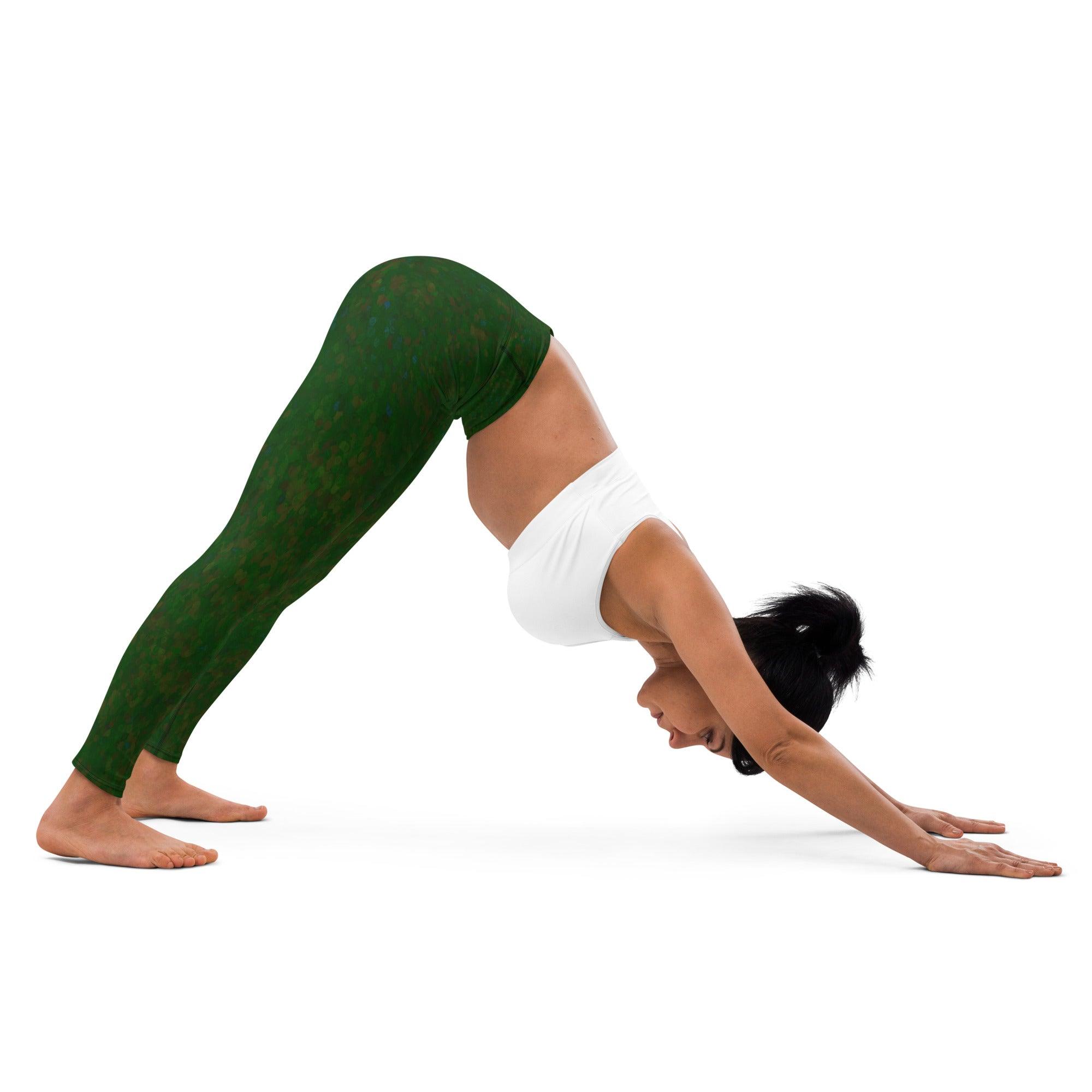 Woman wearing Glitter 17 Yoga Leggings doing yoga.