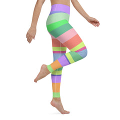 Luminous Galaxy Colorful Stripe All-Over Print Yoga Leggings