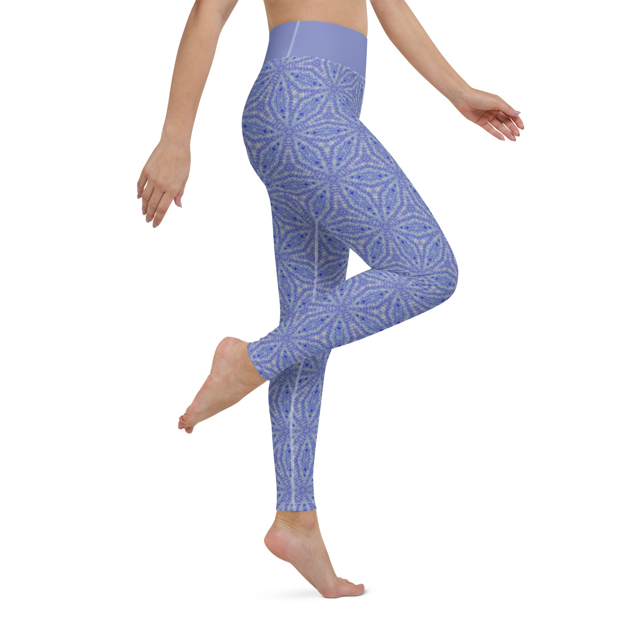 Eco-friendly Serene Ocean Waves Yoga Leggings, ideal for a sustainable yoga practice.