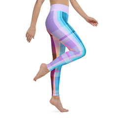 Durable and vibrant leggings inspired by retro rainbows, designed to inspire joy and creativity in your workout routine.