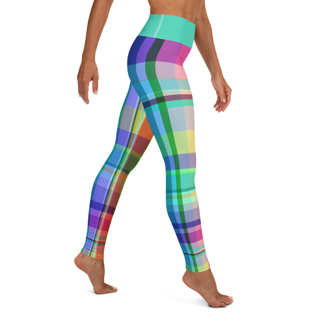 Experience the fusion of art and yoga with these colorful watercolor-inspired leggings, perfect for enhancing your practice with style.