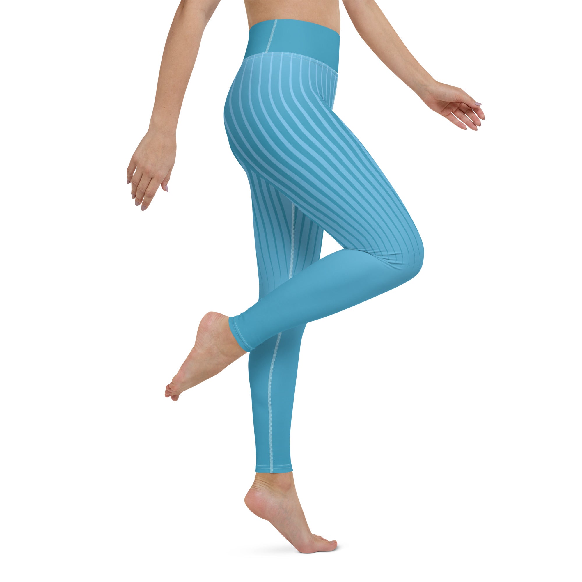 Model wearing Sunrise Serenade Gradient Leggings in yoga pose.