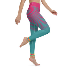 Close-up of Onyx Odyssey Yoga Leggings' stretch fabric for flexibility.
