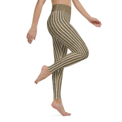 Displaying the versatility of Classic Blue Jeans Stripe Yoga Leggings, suitable for gym workouts and casual wear.