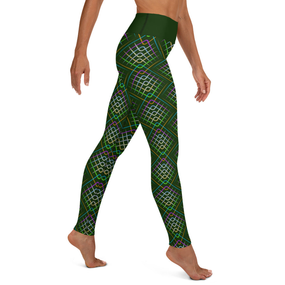 Tribal-patterned yoga leggings vibrant design