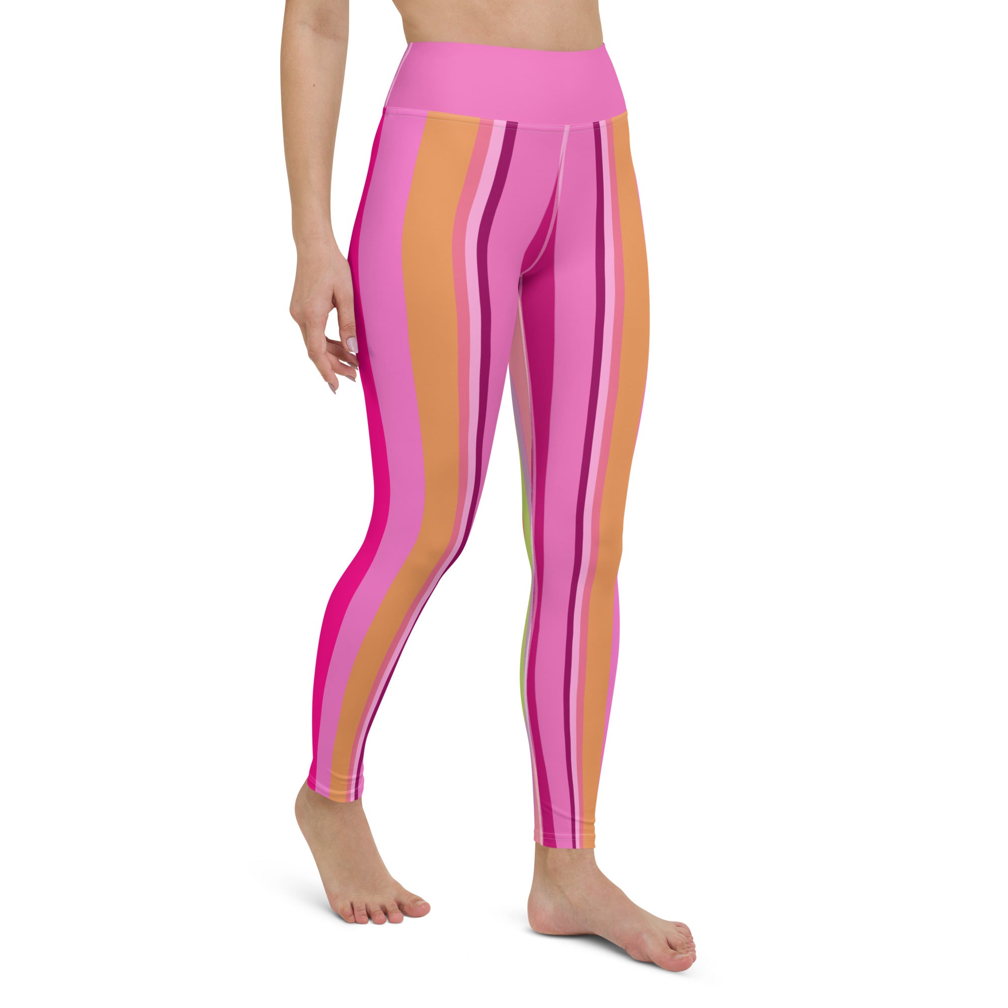 Kaleidoscopic Bliss Yoga Leggings featuring a burst of mesmerizing colors for an uplifting yoga experience.