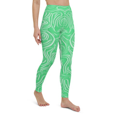 Vibrant Vibes All-Over Print Yoga Leggings on a clothing mannequin.