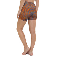 Eye-catching contrast Orange Black Yoga Shorts for a vibrant workout