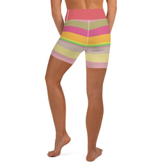 Psychedelic Prism Colorful Stripe All-Over Print Yoga Shorts