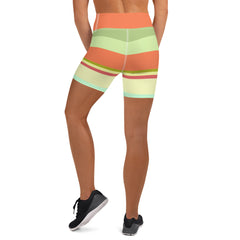 Retro Rainbow Blast Colorful Stripe All-Over Print Yoga Shorts