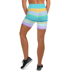 Luminous Galaxy Colorful Stripe All-Over Print Yoga Shorts